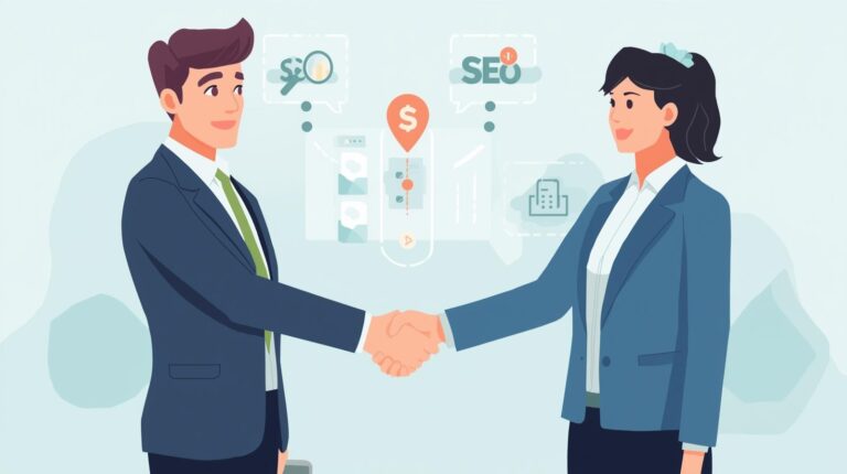 Business owner meeting and selecting the right digital marketing agency partner, symbolizing collaboration and expert guidance.