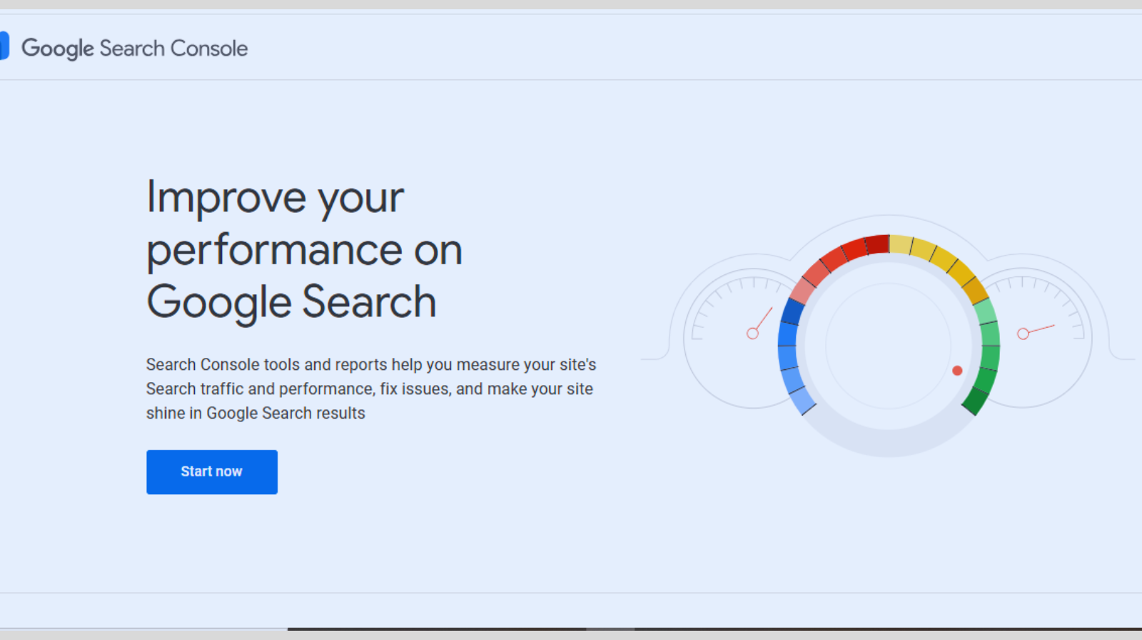 Screenshot of the Google Search Console dashboard